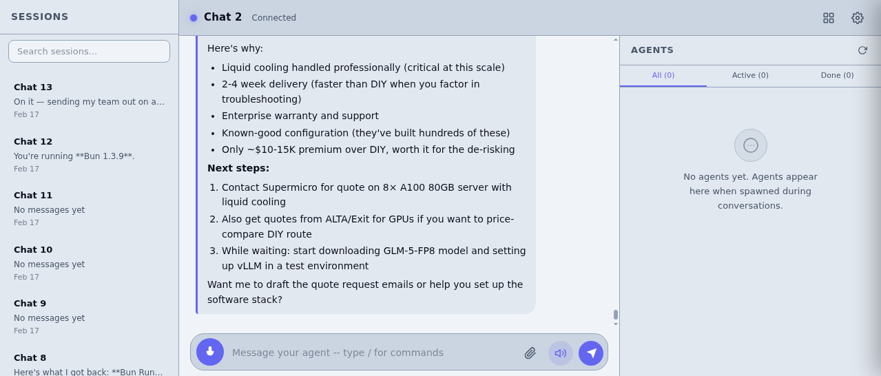 The Forge workspace showing Sheli providing detailed analysis with bullet points and actionable next steps
